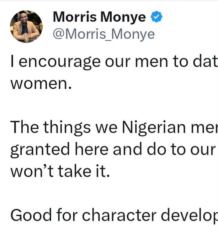 Investor dey advise Nigerian men make dem date foreign women – say e go help build character