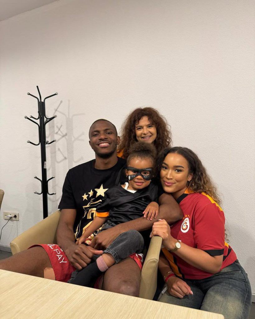 Sweet new photo of Super Eagles striker, Victor Osimhen and him family