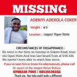Help find dis missing man, Adeniyi Adekola Coker