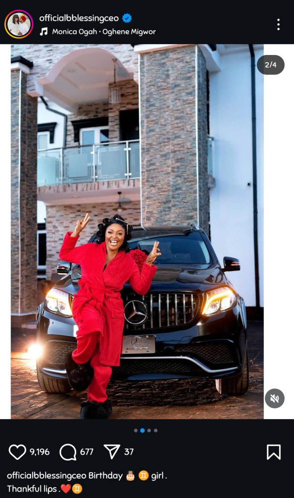 Blessing CEO celebrate her 36th birthday with new car wey she buy for herself
