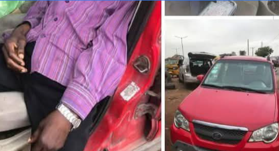 Man kpai inside him motor for Lagos road